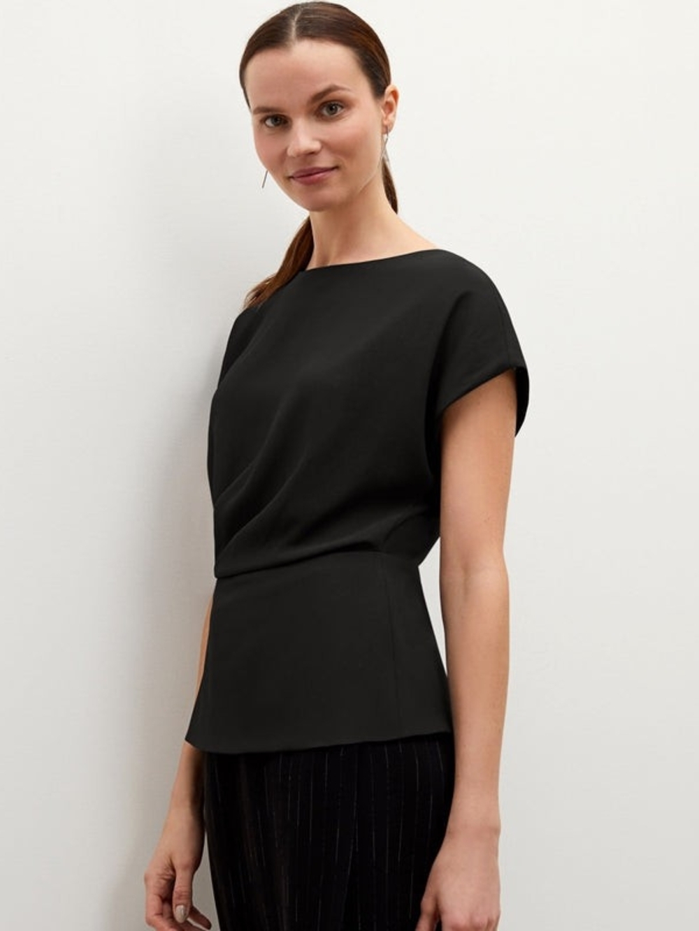 MM Lafleur Black Boatneck Short-Sleeve Top Size M